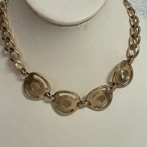Vintage Chunky Chain Curved Coil Disc Bib drop cub hook clasp choker